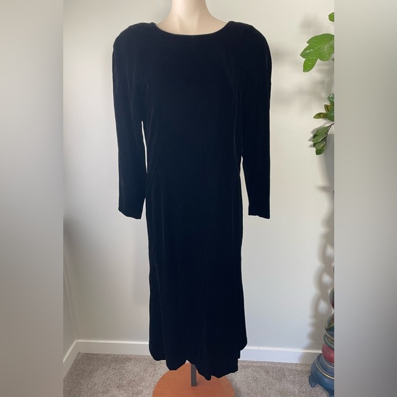 80s Vintage Chetta B Velvet Velour Dress Black Goth Witchy Gothic Wiccan - Picture 9 of 9